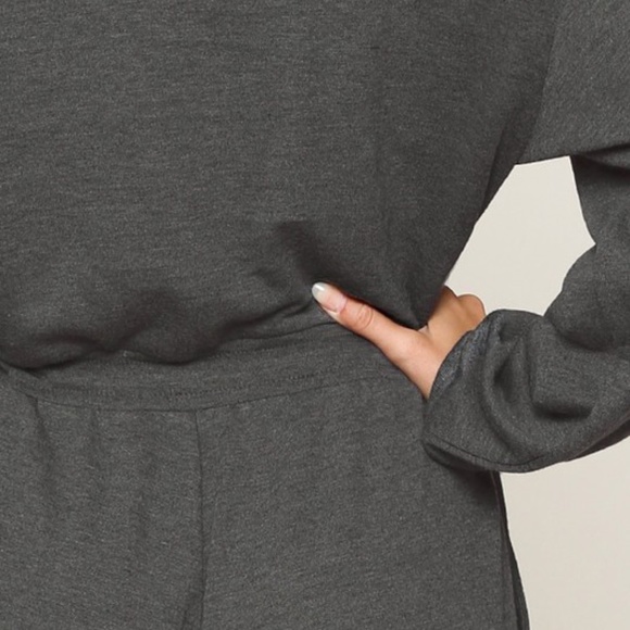 Wide Leg Long Sleeve Jumpsuit V-neck Grey Warm Soft loungewear Sz. M  by Gigio - Picture 13 of 13